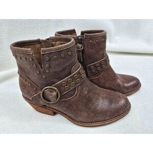 Sofft Allene II Womens Size 6 Brown Leather Ankle Boots Studded Strap Buckle